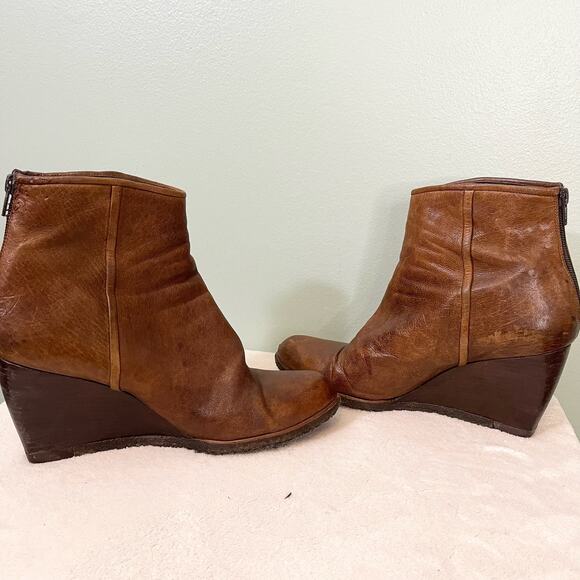 Stuart Weitzman Boots Women 9M Brown Leather Wedge Clog Almond Toe Ankle SPAIN - Picture 7 of 14